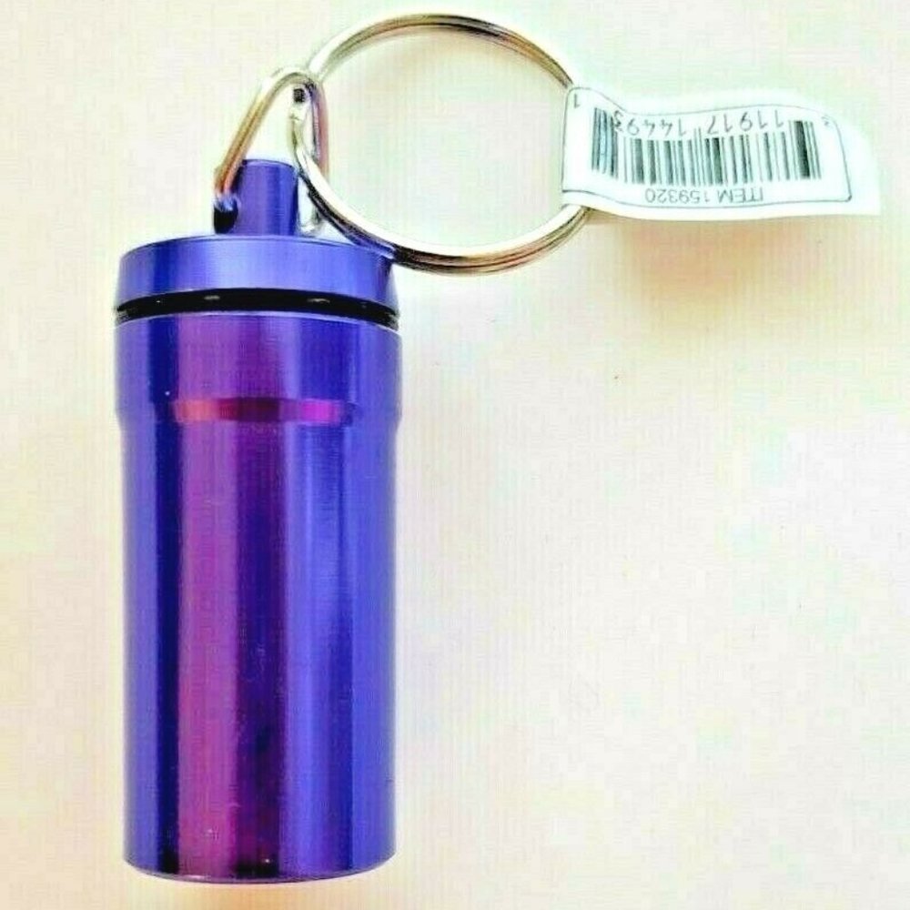 Portable Aluminum Pill Container Key Chain Fob O-Ring Sealed Medicine Travel